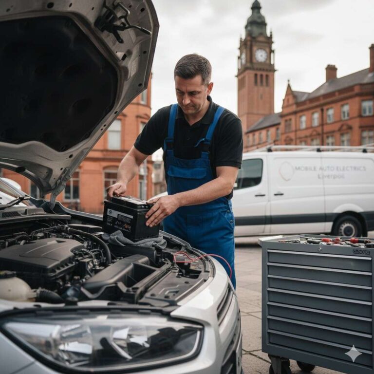 Mobile car battery replacement Liverpool performed by a professional auto electrician on site
