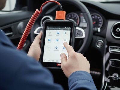 ABS diagnostics in Liverpool performed by a mobile auto electrician using a vehicle scanner.